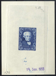 1955, Wolfgang Amadeus Mozart 1,5 S., postfrische 3. Phase in Blau ...