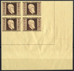 1946, Renner 3 S. Farbprobe in dunkelbraun auf Japanpapier, rechter ...