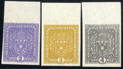 1918, Flugpost graues Papier, Unterrandstücke ohne Gummi, wie ...