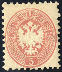 1863/64, 5 Kreuzer rosa, postfrisches Prachtstück, signiert Dr. ...