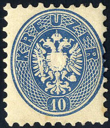 1863/64, 10 Kreuzer blau, farbfrisches, ungebrauchtes Prachtstück ...