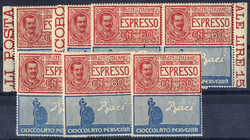 1924-25, pubblicitario espresso 60 c. rosso e azzurro, "Perugina", ...