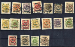 1923, Freimarken von Memel mit Bdr.-Aufdruck in Grün bzw. Rot 19 ...