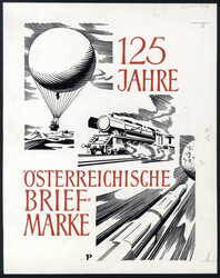 1975, 125 Jahre Österreichische Briefmarke, 1 Klischee / Entwurf ...