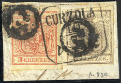 CURZIOLA V.L.A., (Müller RhK-f, 1000 Punkte),1850, Briefstück mit ...