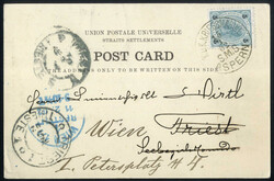 1902, Ansichtskarte von Singapur vom 15.1.1902 nach Triest, ...