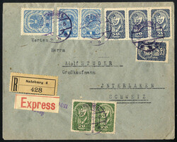 1919-22, Lot 6 Briefe (darunter zwei Reko-Expressbriefe und 3 ...