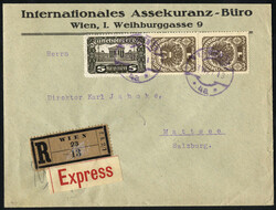 1919-22, Lot 6 Briefe (darunter zwei Reko-Expressbriefe und 3 ...