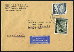 1946/7, Lot 3 Belege: 1) Luftpostbrief vom 1.3.1947 von Linz/Donau ...