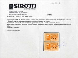 1944, espresso 2,50 L. arancio, coppia verticale con soprastampa "G.N ...