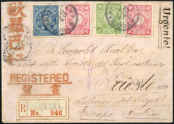 1905, registered letter dated 11.2.1905 from Yokohama to Trieste, ...