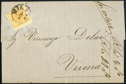 1858, circolare del 3.7.1858 da Milano a Verona, affrancata con 5 ...