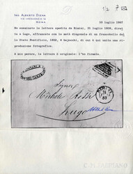 1859, Romange Governo Provvisorio: lettera del 31.7.1859 da Rmini a ...