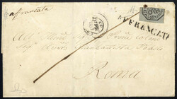 1855, lettera del 13.3.1855 da Terni a Roma, affrancata con la metà ...