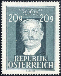 1948, Carl Michael Ziehrer, 20 Groschen, Probedruck in opalgrün in ...