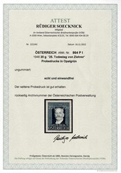 1948, Carl Michael Ziehrer, 20 Groschen, Probedruck in opalgrün in ...