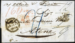1854, Brief aus London vom 14. Oct. 1854 über Ostende Triest mit dem ...