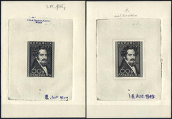 1950, Moritz Daffinger 60 Gr., vier gummierte Phasen in Schwarz (1., ...
