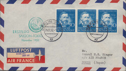 30 Pfg. Reis im waagerechten Dreierstreifen als reine MeF auf ...