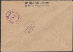 Kriegsgefangenen kpl. u.a. auf echt gelaufenen R-Brief in die USA, rs ...