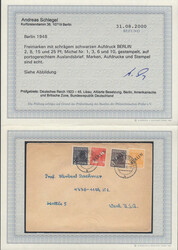 Schwarzaufdruck: 2 Pfg., 8 Pfg., 15 Pfg. u. 25 Pfg. auf ...