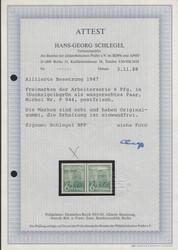 Arbeiterserie Probedrucke: 2 Pfg., 6 Pfg. u. 12 Pfg. je in ...