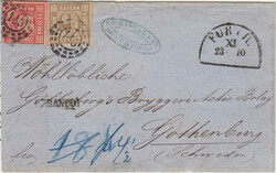 18 u. 9 Kr. als Mischfrankatur mit oMR "146" u. Nebenstempel v. ...