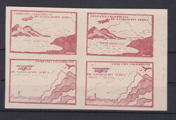 Flugpost 1920 in hellbraunrot im Viererblock o.G. wie verausgabt