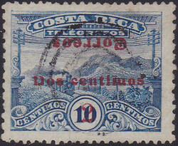 2 C. auf 10 C. blau mit kopfstehenden Aufdruck gestempelt, in der ...