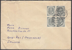 8 Pfg. Posthorn im Viererblock auf Brief nach Österreich, Marken ...