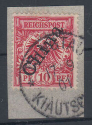 10 Pf. in der besseren Farbe "lilarot" auf wunderschönen Briefstück ...