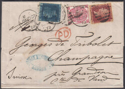 1872, 3-Farbenfrankatur auf echt gelaufenen Brief in die Schweiz rs ...