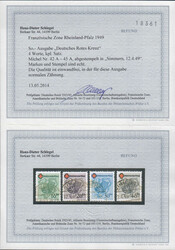 Rotkreuz kpl. sauber gestempelt "Simmern 12.4.49", FFB Schlegel BPP ...