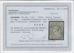 10 Ngr. lebhaftblau mit Nr.-Stempel von Leipzig "2", allseits ...