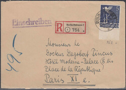 5 M. Taube vom Unterrand auf R-Brief von Berlin Halensee vom 24.3.48 ...