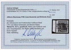 1948, 2 Pfg. Arbeiter mit Bandaufdruck, postfrisches Exemplar vom ...