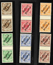 1899, 3 C auf 3 Pfg. bis 60 C auf 50 Pfg. Krone/Adler mit Aufdruck ...