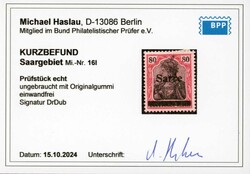 1920, 80 Pfg. Germania mit Aufdruck, ungebraucht in einwandfreier ...