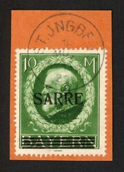 1920, 10 M. König Ludwig III mit Aufdruck auf Briefstück in ...