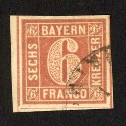 1849, 6 Kr. Wertziffer, entwertet mit Halbkreisstempel (HK) in ...