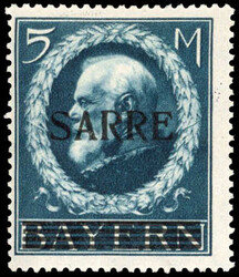 1920, 5 Mark König Ludwig mit Überdruck als bester Wert der Serie, ...