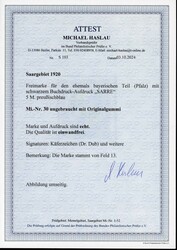 1920, 5 Mark König Ludwig mit Überdruck als bester Wert der Serie, ...