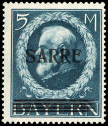 1920, 5 Mark König Ludwig mit Überdruck als bester Wert der Serie, ...