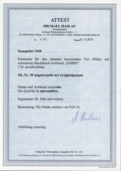 1920, 5 Mark König Ludwig mit Überdruck als bester Wert der Serie, ...