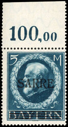 1920, 5 Mark König Ludwig mit Überdruck als bester Wert der Serie, ...