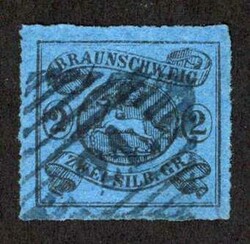 1853, 2 Sgr. schwarz auf dunkelblau, gestempelt in einwandfreier ...