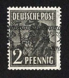 1948, 2 Pfg. Arbeiter mit Bandaufdruck auf dünnem Papier, postfrisch ...