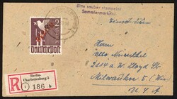 1949, 1 M. + 2 M. Rotaufdruck je auf Briefausschnitt, einwandfreie ...