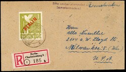 1949, 1 M. + 2 M. Rotaufdruck je auf Briefausschnitt, einwandfreie ...