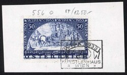 1933, 50 G. WIPA, Faserpapier, gestempelte Marke, vom Briefstück ...